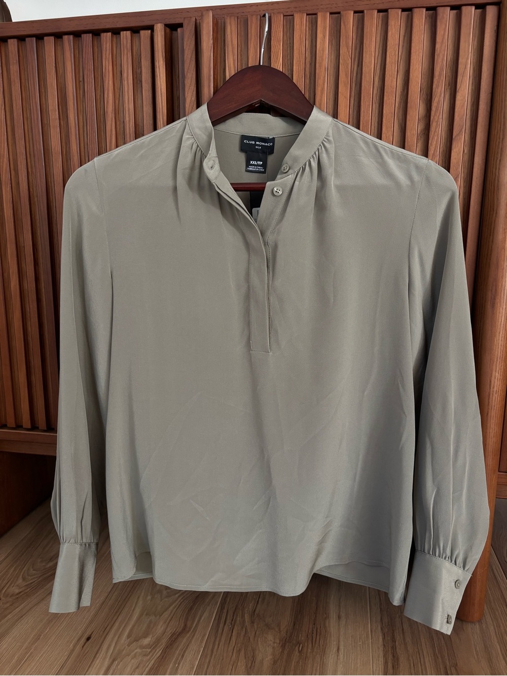 Green Silk Popover Shirt Club Monaco